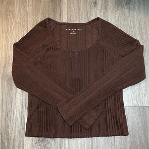 🏷️Ribbed Burgundy Long-sleeve Shirt